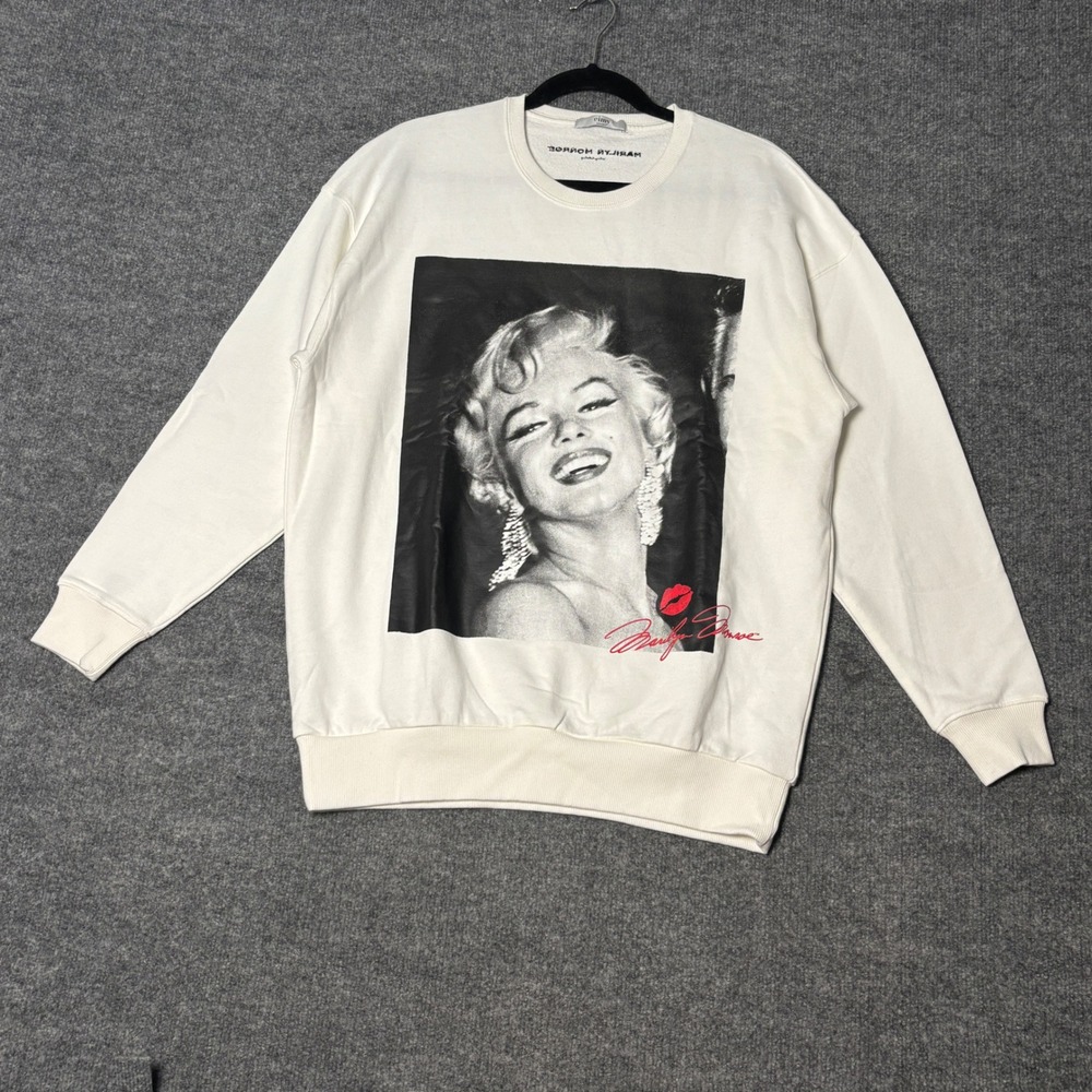 Eimy Istoire Marilyn Monroe Sweatshirt Womens Free Size Cream Sam Shaw Graphic